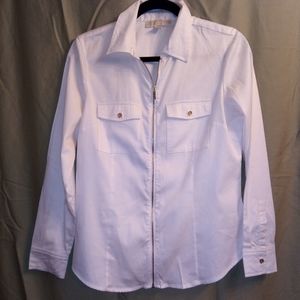 Michael Kors white cotton long sleeve shirt